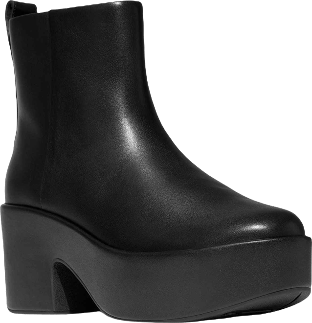 Women's Platform Leather Heeled Ankle Booties