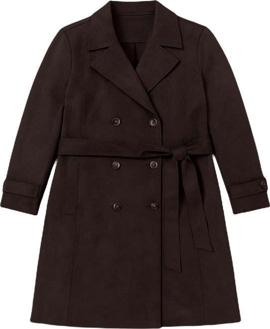 Plus Size Faux-Suede Trench Coat