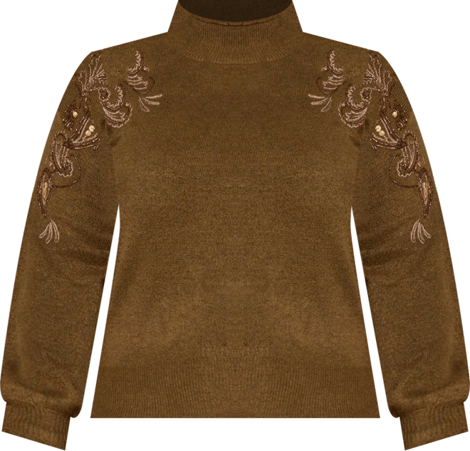 Plus Size Long Blouson Sleeve Mock Neck Sweater