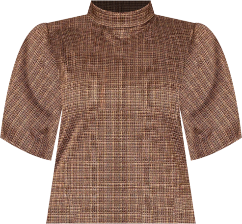 Plus Size Pleated Elbow Sleeve Mock Neck Crop Top