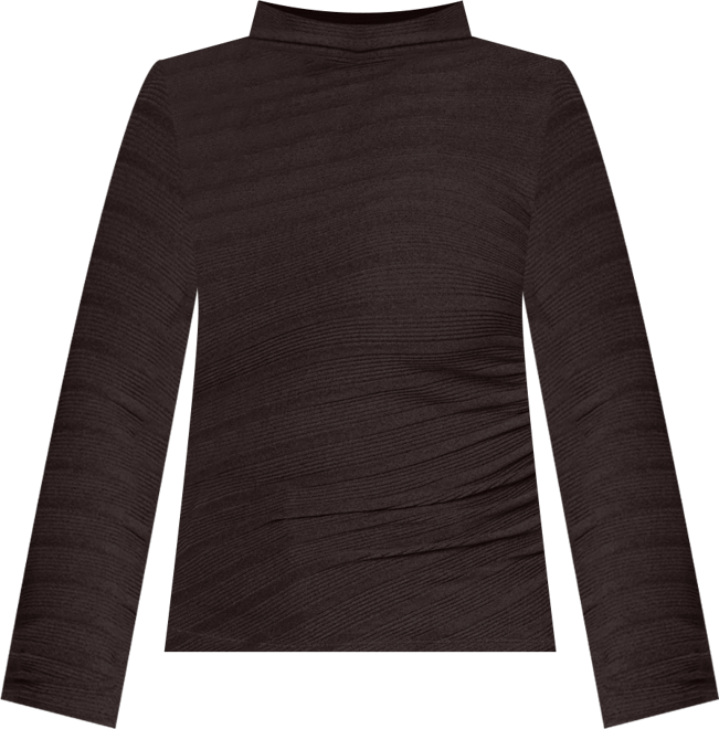 Plus Size Long-Sleeve Asymmetrical Side Ruching Top