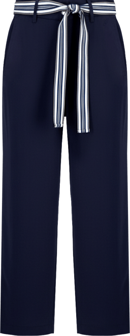 Women's Belted High Rise Straight-Leg Pants