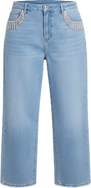 Women's Plus Size Relaxed Jean With Rhinestone Trim Pocket