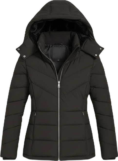 Women's Short Zip Front Puffer Jacket