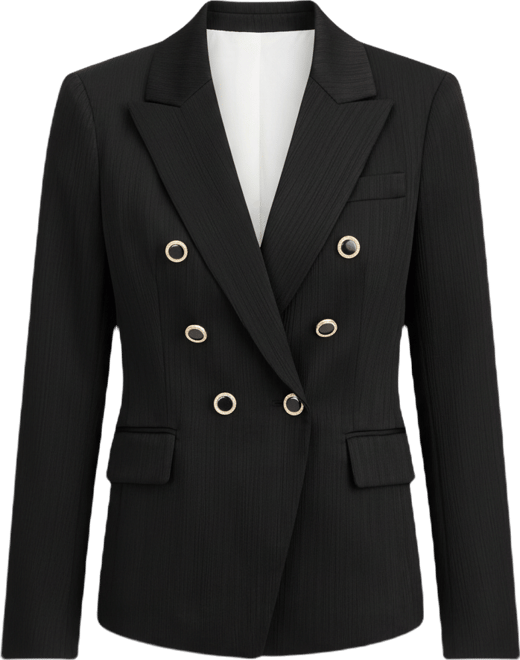 Petite Crinkle-Pleat Double-Breasted Blazer