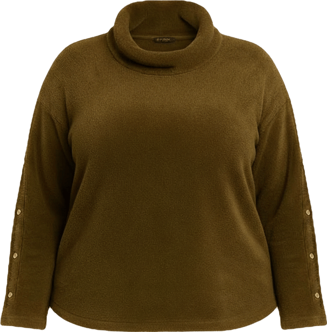 Plus Size Cozy Rib Cowl Neck Top