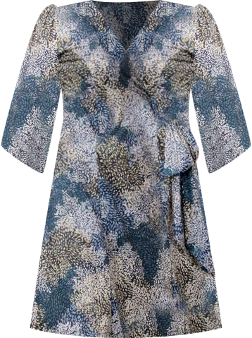 Plus Size Gemini Wrap Dress with Contrast Lined Sleeves