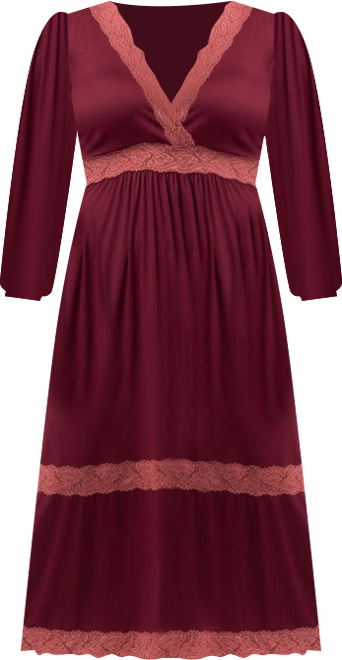 Women's Plus Size Lara Lace Trim Long Dress