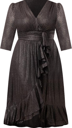 Plus Size Glimmer Ruffle Evening Gown