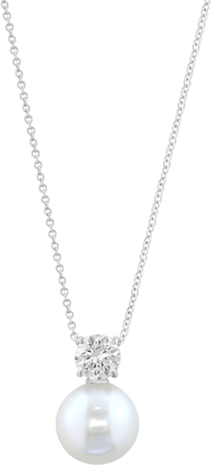 Cultured Freshwater Pearl (11mm) and Lab Grown Diamond (3/4 ct. t.w.) Pendant Necklace in Sterling Silver