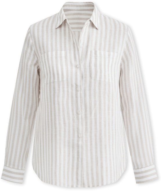 Women's 100% Linen Stripe Roll-Tab-Sleeve Shirt, Macy's Exclusive