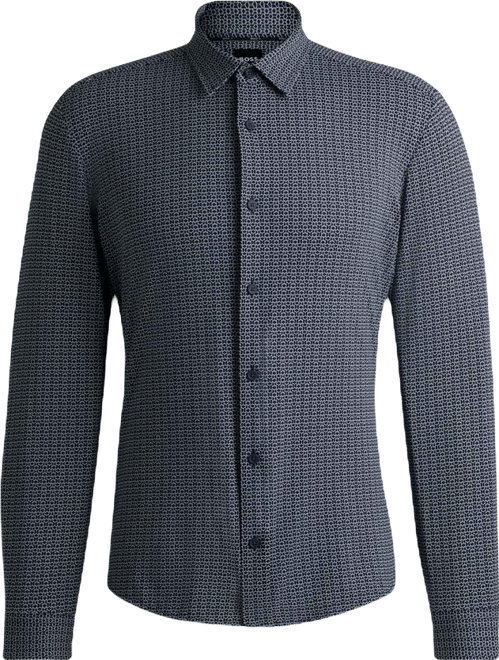 Boss by  Men's Printed Slim-Fit Performance-Stretch Shirt