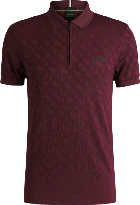 Boss by  Men's Monogram Jacquard Quick-Dry Polo Shirt