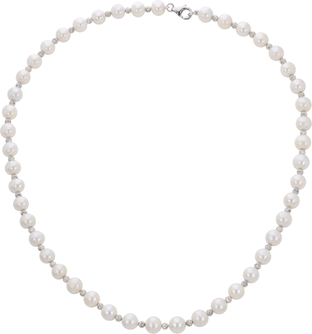 Cultured Freshwater Pearl (7-8mm) with Brilliance Beads Necklace in Sterling Silver