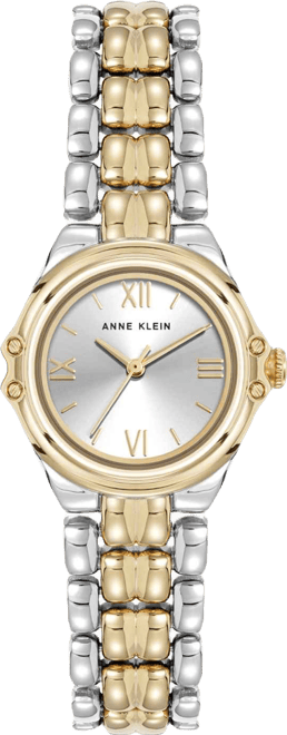 Women's Quartz Round Capital Two-Tone Metal Alloy Bracelet Watch, 28mm