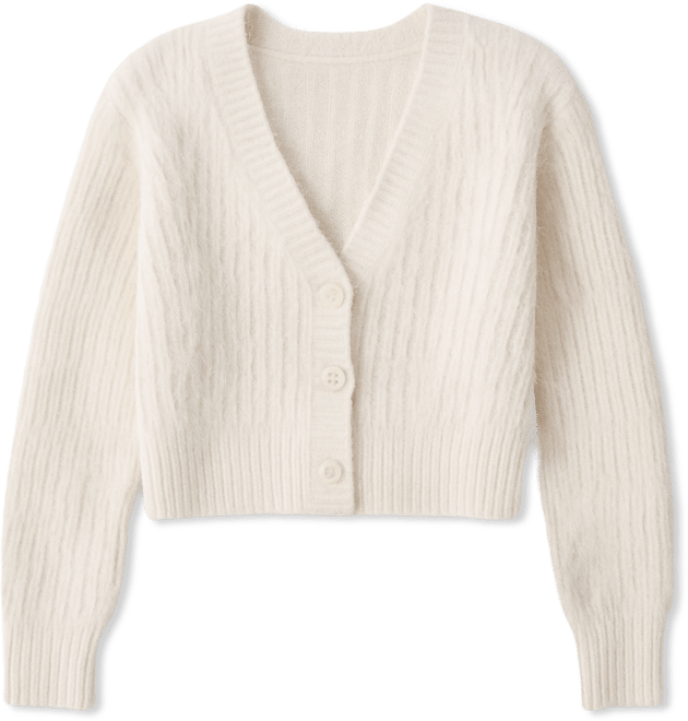 Women's Cropped Relaxed Long-Sleeve Cardigan