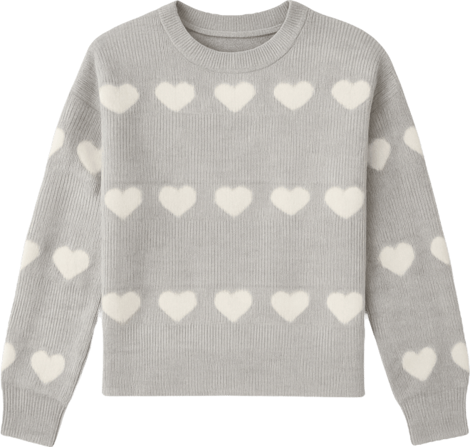 Women's Heart Jacquard Long-Sleeve Sweater