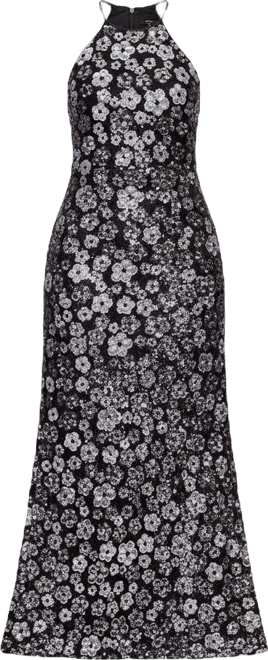 Women's Sequin All-Over Flower Long Dress