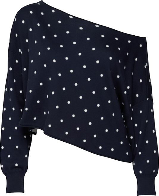 Women's Oversized Off Shoulder Polka Dot Sweater