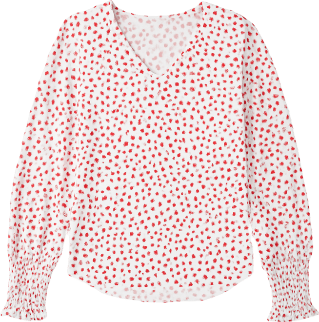 Women's V-neck Smocked Cuff Top