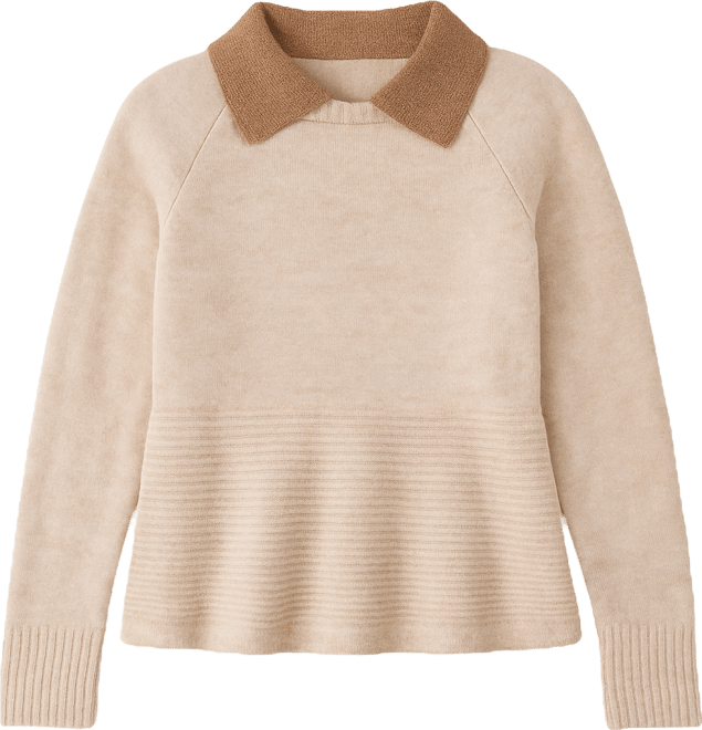 Women's Collared Peplum Long-Sleeve Sweater