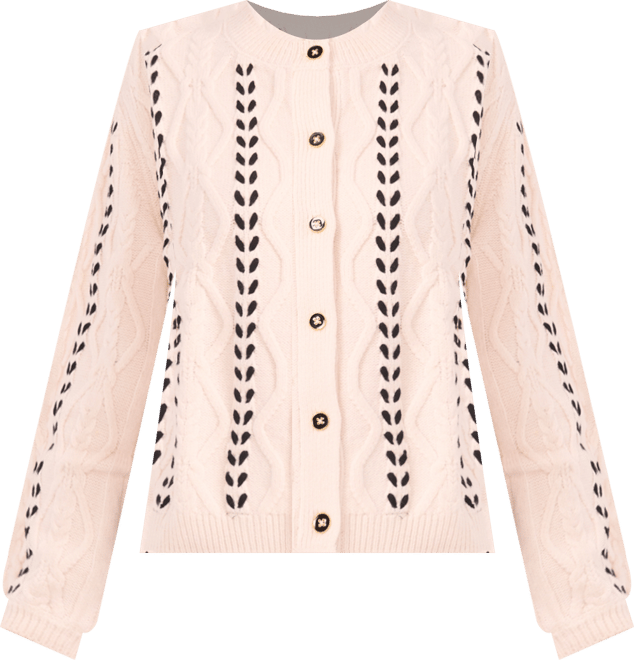 Women's Crewneck Cable Knit Cardigan Sweater