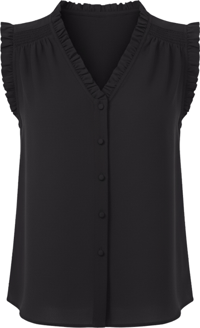 Women's Short-Sleeve V-Neck Button Down Top