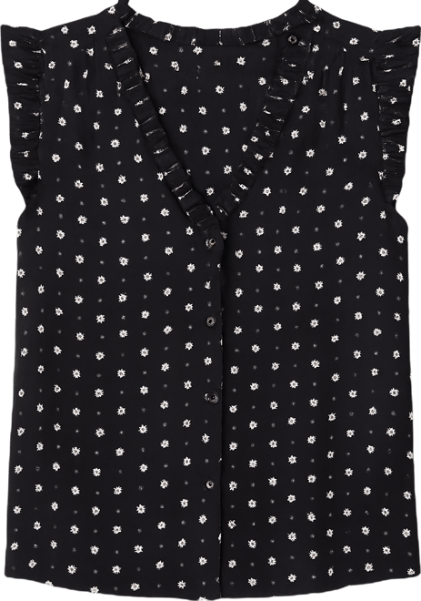 Women's Short-Sleeve V-Neck Button Down Top