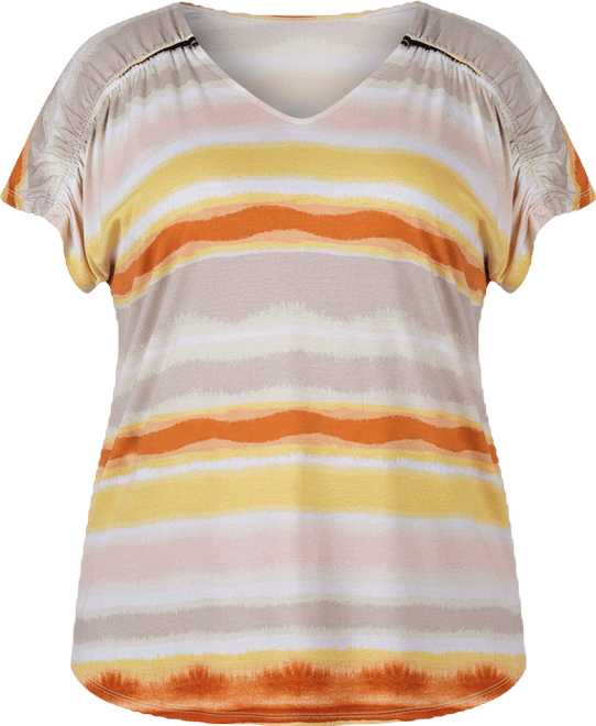 Women's Plus Size Short Sleeve Striped V neck Top