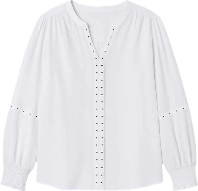 Women's Plus Size Long Sleeve Studded Blouse