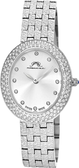 Women's Angelica Watch with Sunray Dial, Topaz Gemstones and Stainless Steel Bracelet 1344AANS