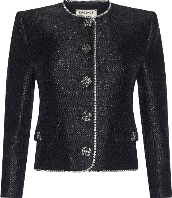 Zell Sequined Tweed in Black Sequin Tweed | L'AGENCE