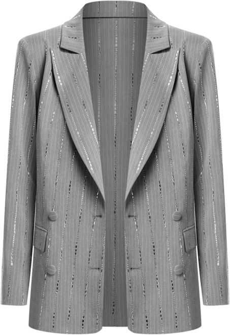 AQUA Crystal Pinstripe Pants, Bustier Top & Blazer - Exclusive