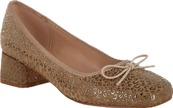 Ningen Leopard Print Block Heel Ballerinas