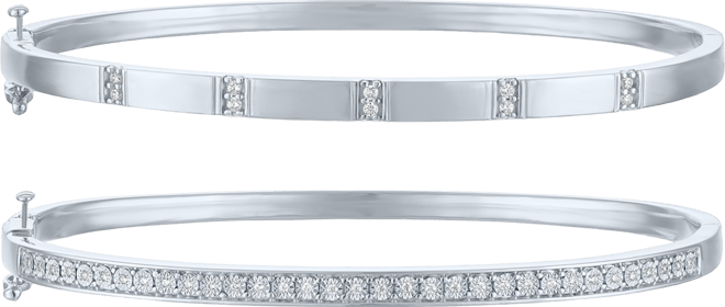 2-Pc. Diamond Bangle Bracelet Set (1/5 ct. t.w.) in Sterling Silver