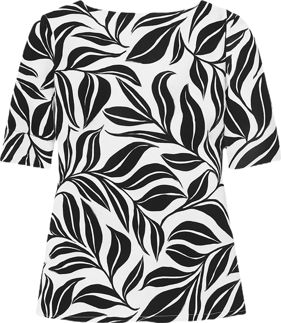 Women's Printed Boat-Neck Elbow Sleeve Top, Exclusively at Macy's