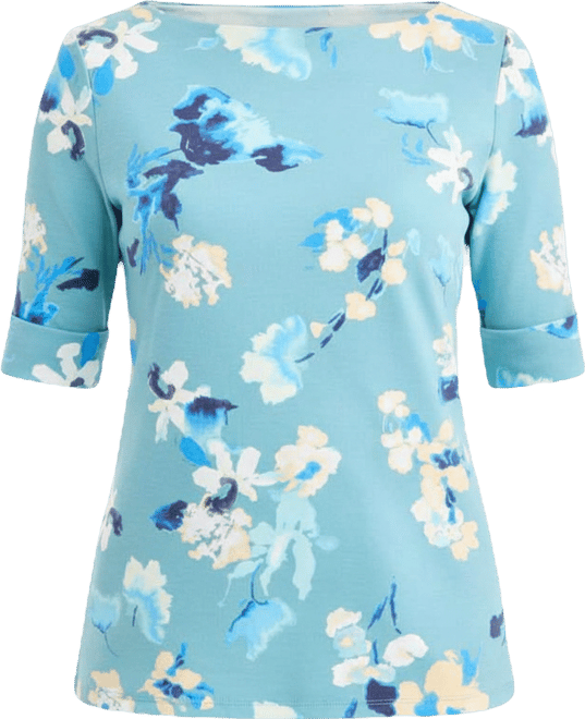 Women's Printed Boat-Neck Elbow Sleeve Top, Exclusively at Macy's
