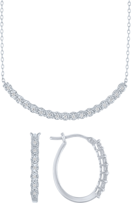 2-Pc. Diamond Necklace and Earrings Set (1/6 ct. t.w.) in Sterling Silver