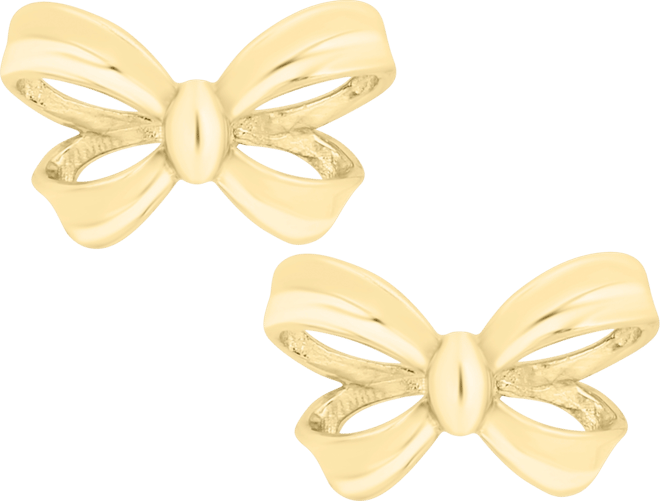 Heavy Dimensional Bow Earrings in 14K Gold