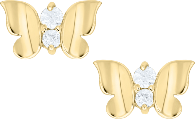 Cubic Zirconia Butterfly Earrings in 14K Gold