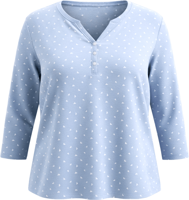 Plus Size Printed Henley 3/4-Sleeve Top, Macy's Exclusive