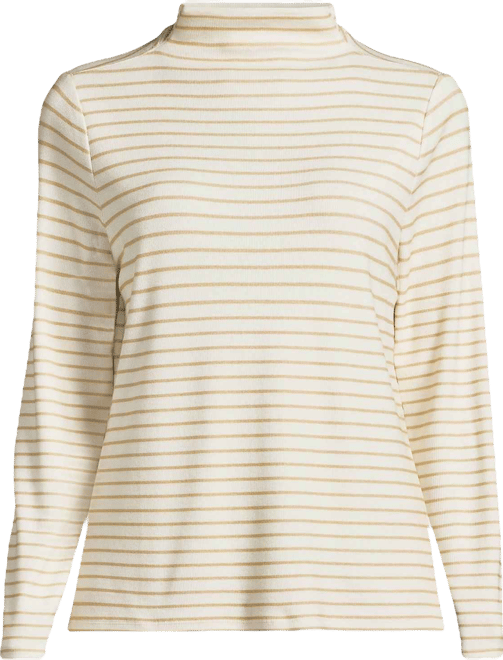 Women's Drapey Rib Skimming Long Sleeve Mock Neck