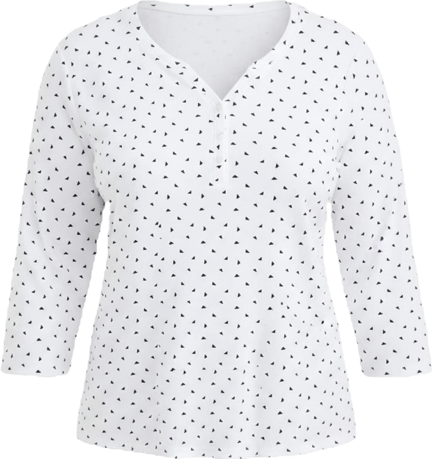 Plus Size Printed Henley 3/4-Sleeve Top, Macy's Exclusive