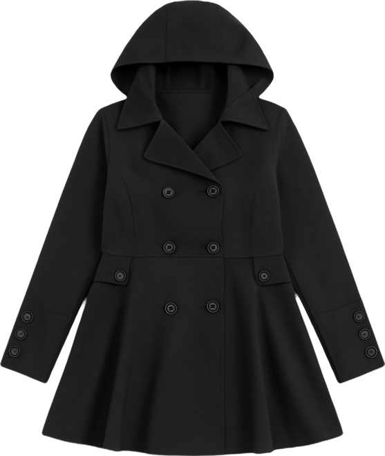 Plus Size Hooded Fit & Flare Trench Coat