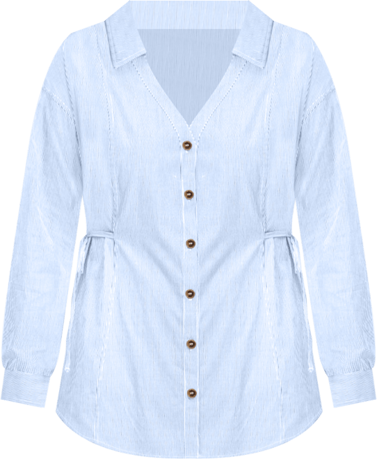 Women's Ray Stripe Polpin Shirt With Tie Detail