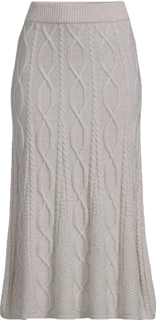 Women's Cozy Lofty Cable Fluted Midi Sweater Skirt