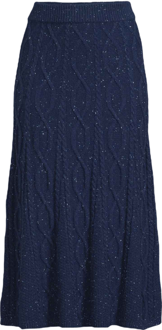 Women's Cozy Lofty Cable Fluted Midi Sweater Skirt