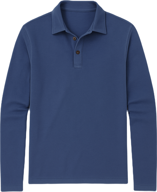 Long-Sleeve Twill Knit Polo - Blue Nights | Faherty Brand