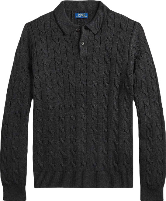 Men's Cable-Knit Cotton Polo Collar Sweater