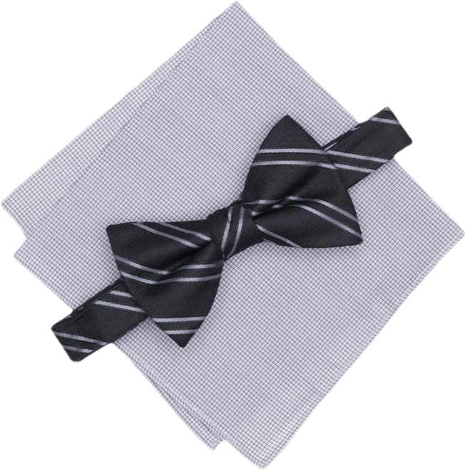 Men's Baltic Stripe Bow Tie with Pocket Square 2-Piece Set, Macy's Exclusive